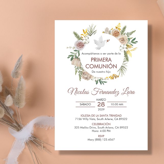 Primera Comunion Spain Boho First Communion Inbjudningar (Skapare uppladdad)