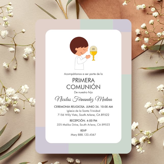 Primera Comunion Spain Cute Boys First Communion Inbjudningar (Skapare uppladdad)