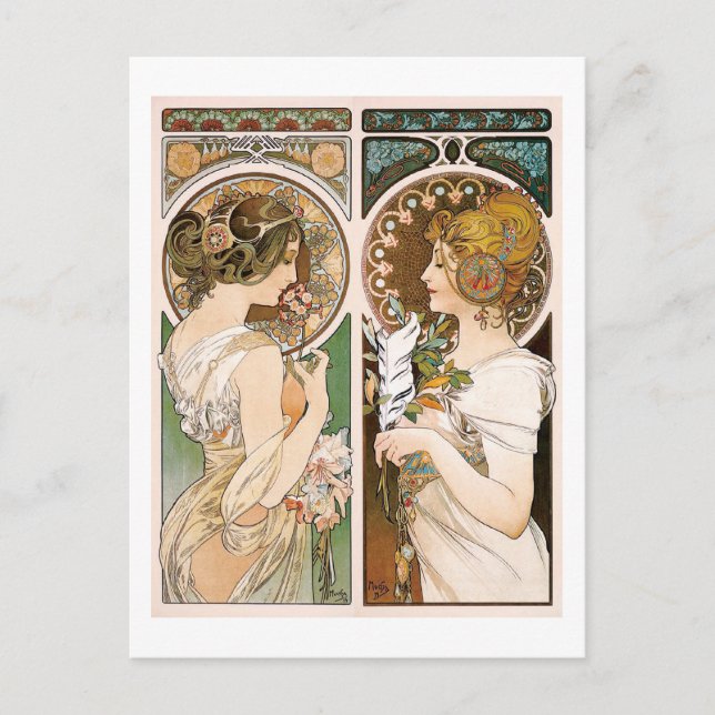 Primerer och ludd, Mucha Vykort (Framsida)