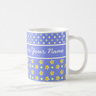 Primerkaffe Mugg: Personalisera: Blå Polka dots Kaffemugg