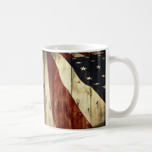 Primitiv Americana woodgrainamerikanska flaggan Kaffemugg (Höger)