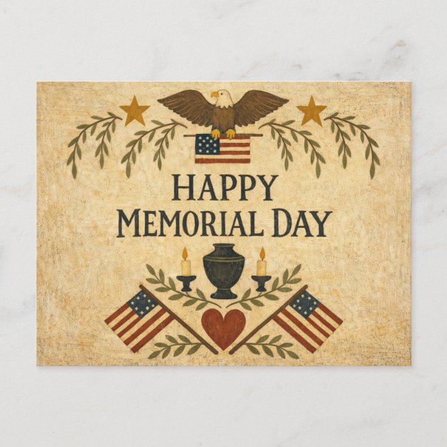Primitiv amerikansk minnesdag  helg vykort (Framsida)