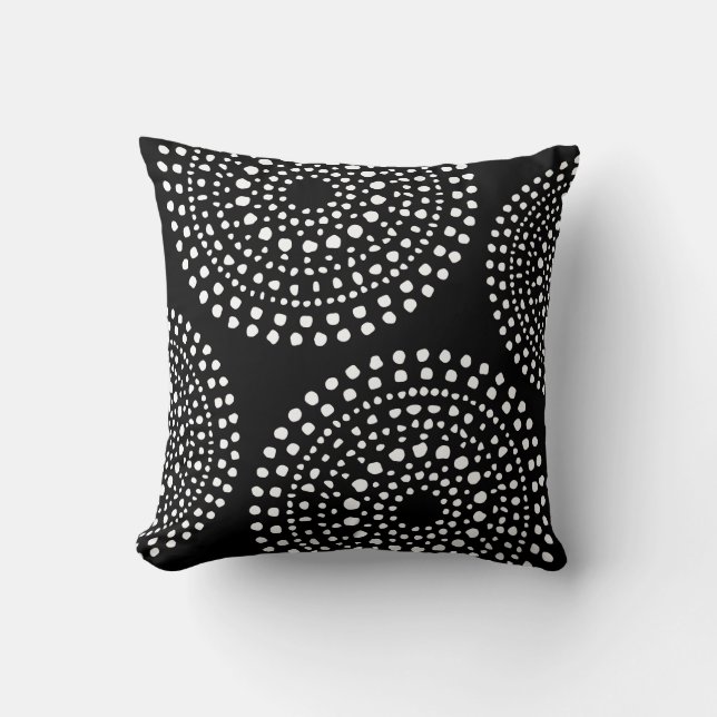 Primitiv Boho Mosaic Mönster Black Kudde (Framsida)