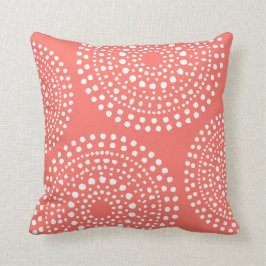 Primitiv Boho Mosaic Mönster Live Coral Kudde