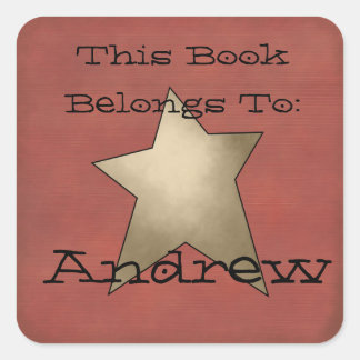 Primitiv bok-platta fyrkantigt klistermärke