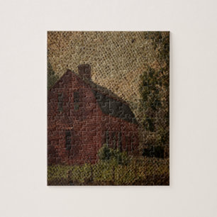 Primitiv burlap land-odlad lada pussel