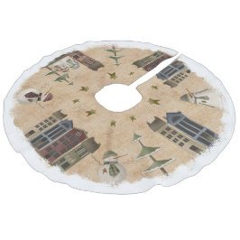 Primitiv byn och Snögubbar i land Julgransmatta Fusklinne