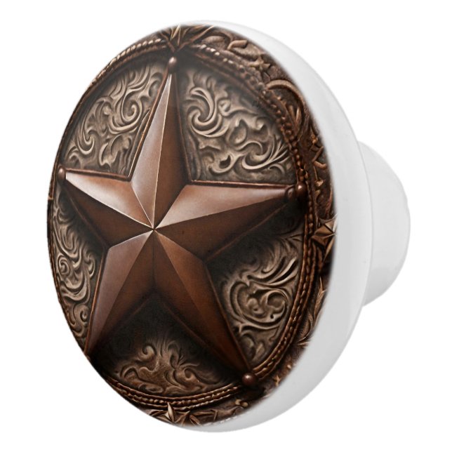 Primitiv Cowboy Brown Land Western Texas Star Knopp (Höger)