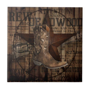 Primitiv Cowboy för westernt land för texas lone Kakelplatta