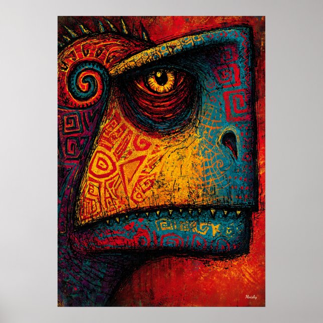 Primitiv dinosauranda abstrakt expressionist  poster (Framsidan)