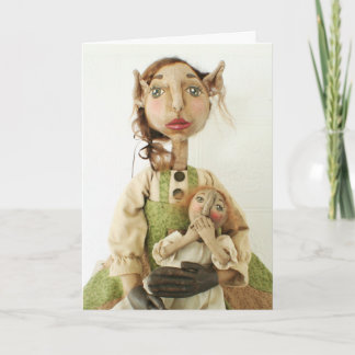 Primitiv dockajulkort för Folk konst - Gwendolyn Helgkort