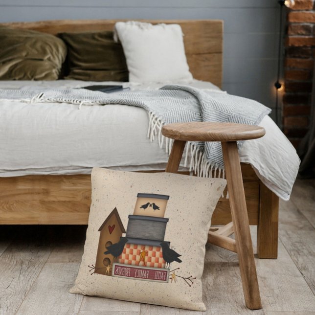 Primitiv Faith Familends Pillow Kudde (Skapare uppladdad)