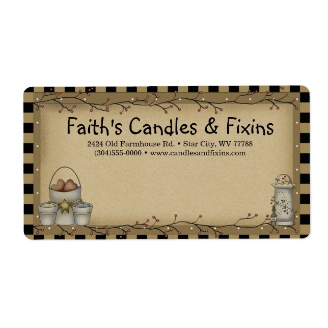 Primitiv fixins Rustic Kraft Shipping-etikett Fraktsedel (Framsidan)