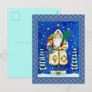 PRIMITIV FOLKART BALTIMORE QUILT PAPPA JUL HELG VYKORT