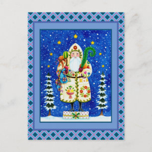 PRIMITIV FOLKART BALTIMORE QUILT PAPPA JUL HELG VYKORT