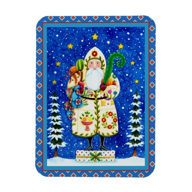 PRIMITIV FOLKART BALTIMORE QUILT PAPPA JUL MAGNET (Vertikal)