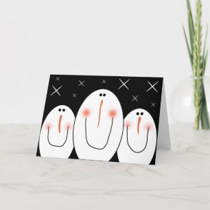 Primitiv folkart Snögubbe Helgkort