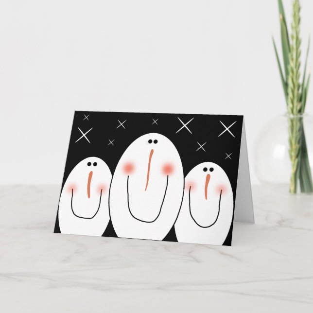 Primitiv folkart Snögubbe Helgkort (Framsida)