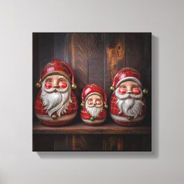 Primitiv Folkkonst Tomte Rustik Jul Ca Canvastryck
