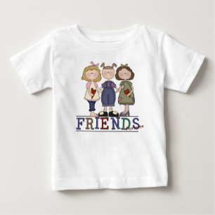 Primitiv folkkonst-vänner över Småbarn Shirt Tee Shirt