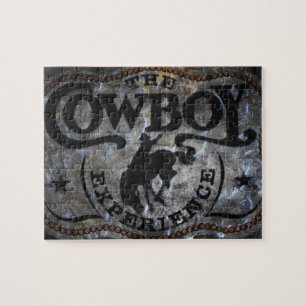 Primitiv för hästcowboy för westernt land rodeo pussel