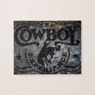 Primitiv för hästcowboy för westernt land rodeo pussel