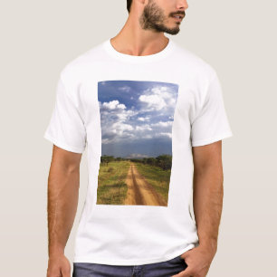 Primitiv grusväg tvärs över den norra tee shirt