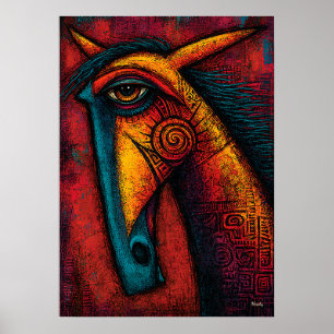 Primitiv Hästande – Expressionistisk Abstrakt Vägg Poster
