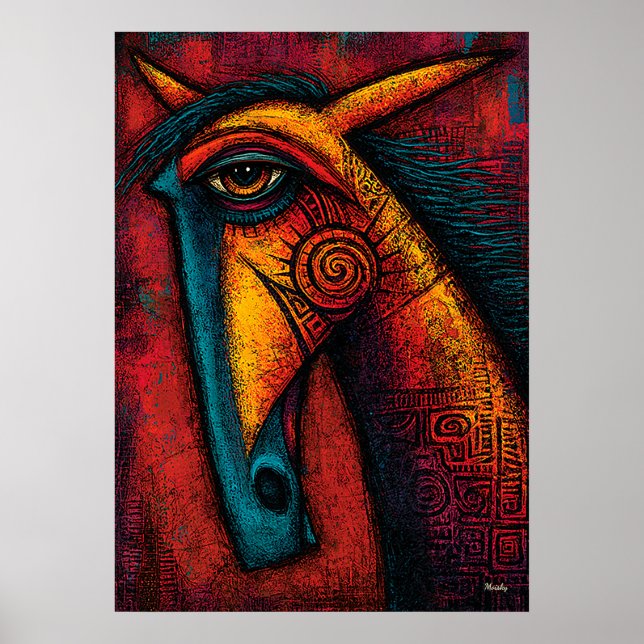 Primitiv Hästande – Expressionistisk Abstrakt Vägg Poster (Framsidan)