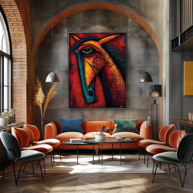 Primitiv Hästande – Expressionistisk Abstrakt Vägg Poster (Skapare uppladdad)