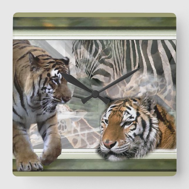 Primitiv hopplös utskrift fyrkantig klocka (Framsida)