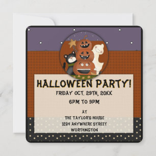 Primitiv inbjudan till Cute Halloween fest