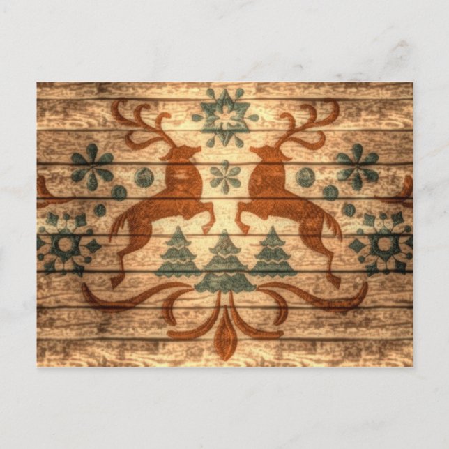 Primitiv jul för rensnöflingornordbo helg vykort (Framsida)