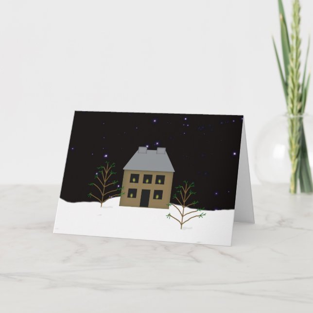 Primitiv julkort för hus helgkort (Framsida)