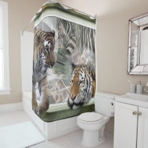 Primitiv jungle Wildlife Shower Curtain