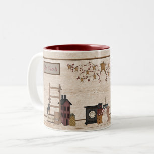 Primitiv "kaffe 5 cent" Två-Tonad mugg
