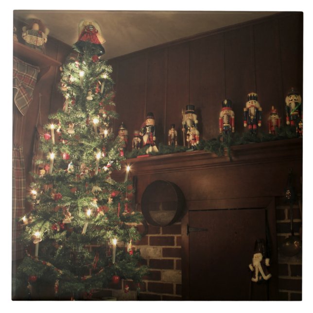 Primitiv kolonial jul i Land Helgdag Kakelplatta (Framsidan)