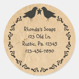 Primitiv Kråka Runt Klistermärke