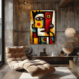 Primitiv Kubistisk Kung Djärv Abstrakt Geometrisk  Poster