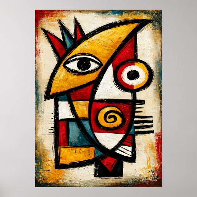 Primitiv Kubistisk Mask Djärv Abstrakt Geometrisk Poster (Framsidan)