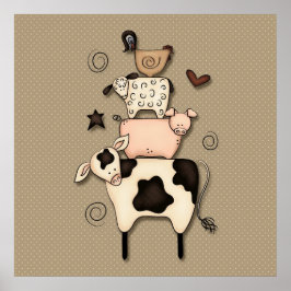 Primitiv Land, får, Gris och Tupp Poster