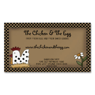 Primitiv Land Rustic Farmhouse Chicken Kraft B Magnetiska Visitkort