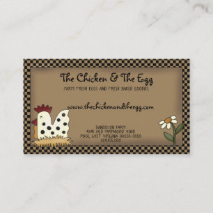 Primitiv Land Rustic Farmhouse Chicken Kraft Visitkort