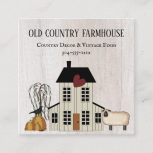Primitiv Land Rustic Old Farmhouse Fall Sheep Fyrkantigt Visitkort