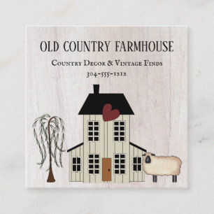 Primitiv Land Rustic Old Farmhouse Sheep Fyrkantigt Visitkort