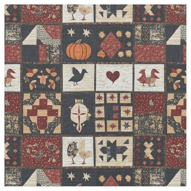 Primitiv lantbruks-appliqué och geometri tyg (Närbild)