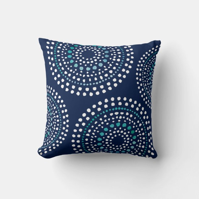 Primitiv marin för Boho mosaisk mönsterAqua Kudde (Framsida)