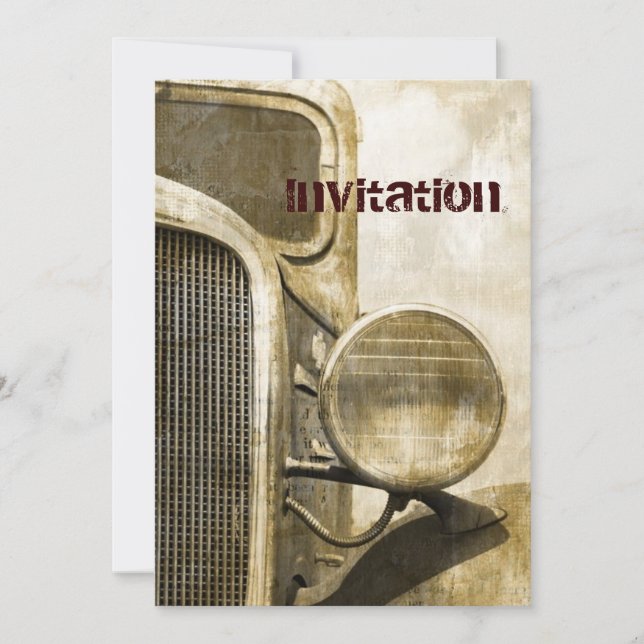 Primitiv, nordisk land-gård lastbil inbjudningar (Framsida)