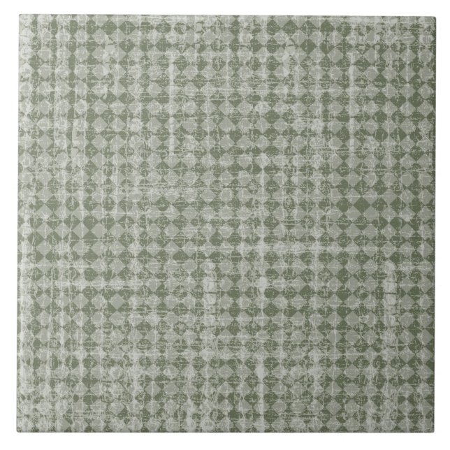 Primitiv Oliv grönt diamantkontroll för Land Kakelplatta (Framsidan)