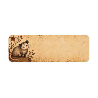 Primitiv Possum Rustik Adressetikett Returadress Etikett